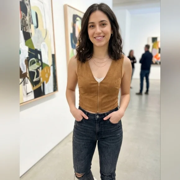 Brown Faux Suede Crop Top from Dynamite - Picture 2 of 7